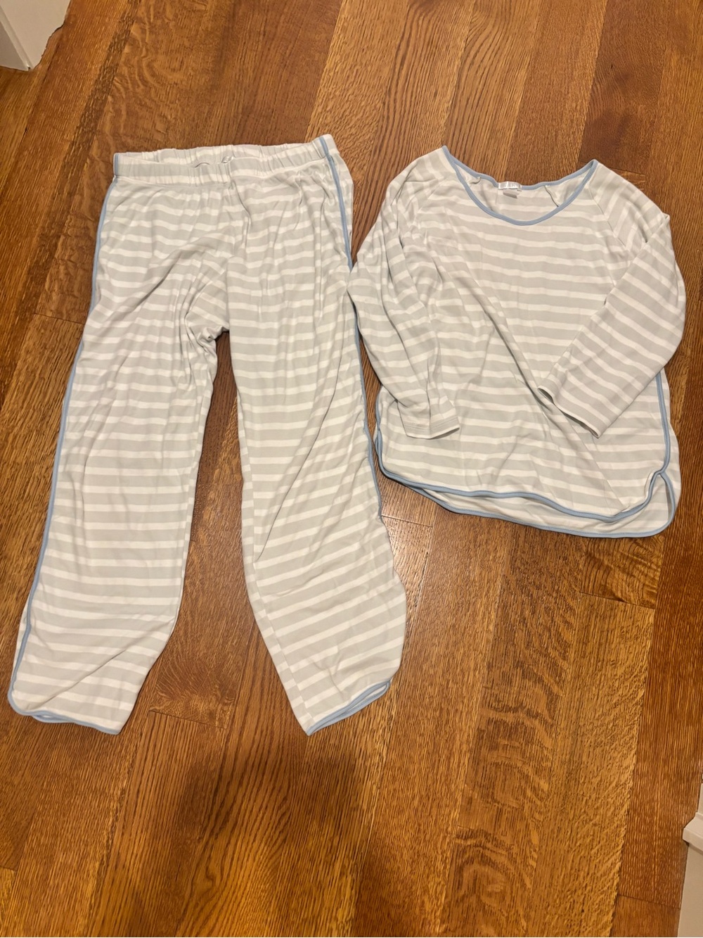Lake short long gray blue striped pajamas small S $128